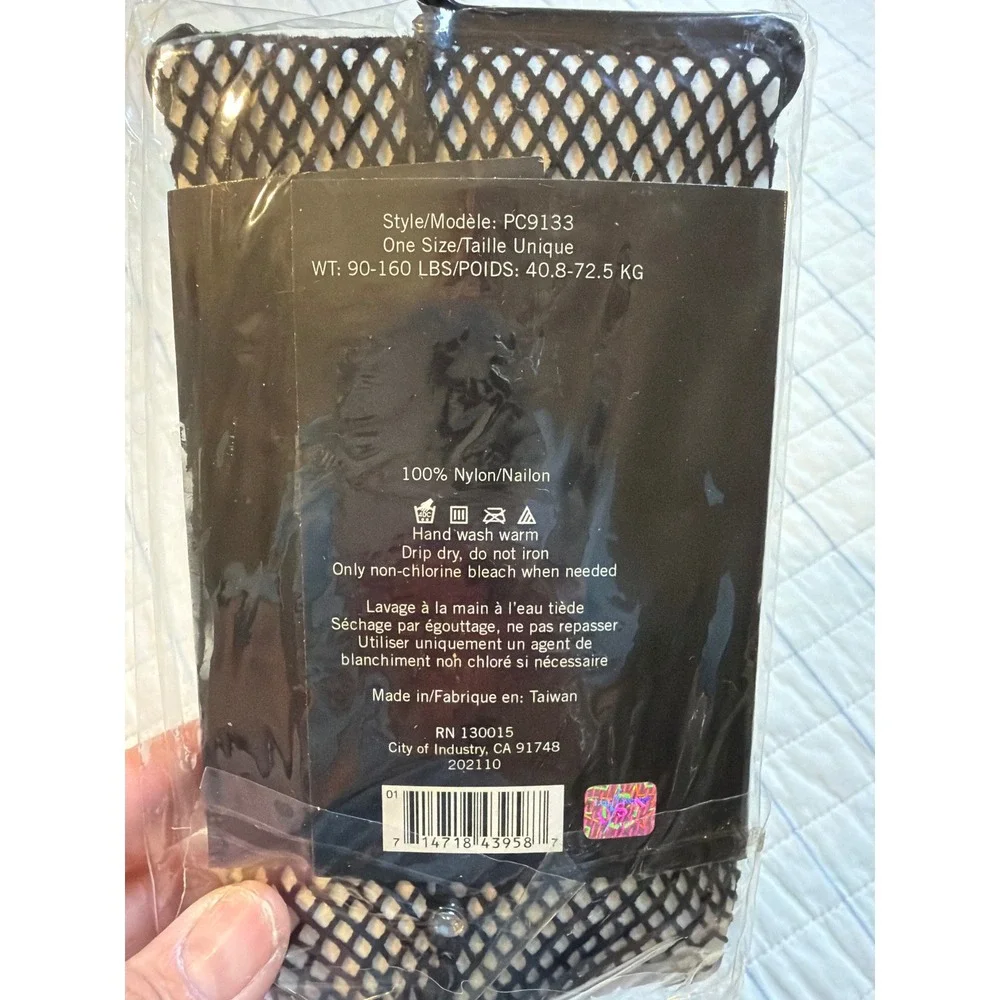Leg Avenue Black Fishnet Rhinestone Backseam Pantyhose PC9133 One‎ Size NIP